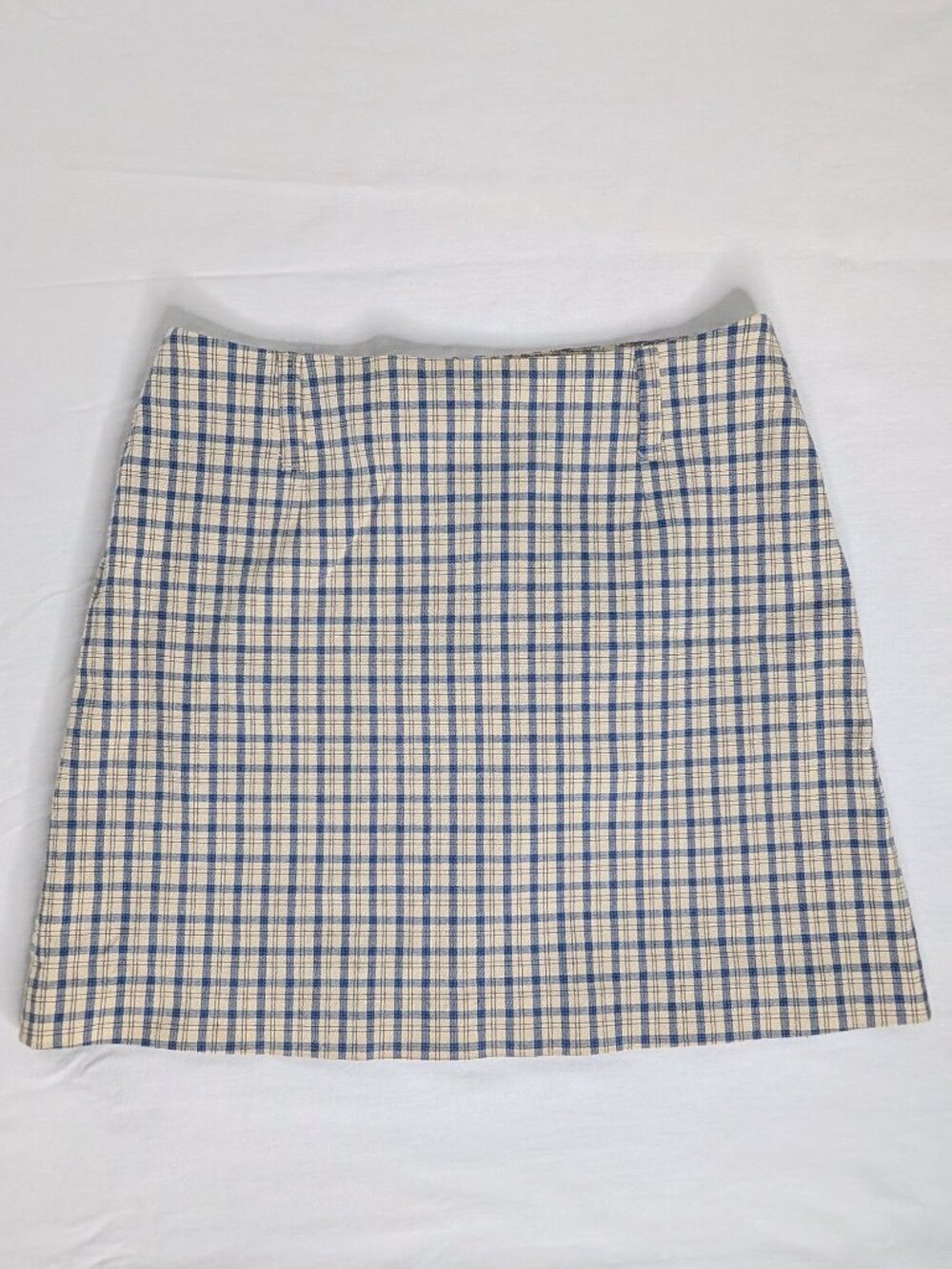 VTG Yellow Blue Plaid Mini Skirt Academia Revival 90s